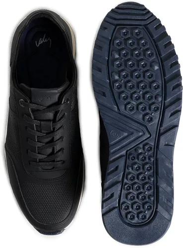 Vista 5 de VELEZ Zapatillas de cuero para hombre - Zapatos de vestir casuales de negocios - Tenis de moda con cordones