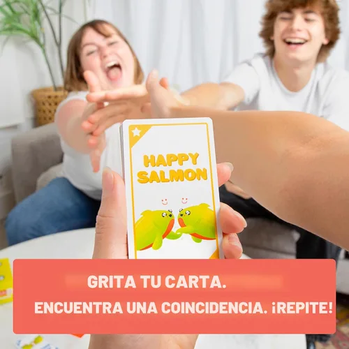 Vista 5 de Exploding Kittens Happy Salmon 3-8 Jugadores - Edades 6+ - Rondas de 90 Segundos - Juego de cartas fácil de aprender y de emparejar rápido - Juego