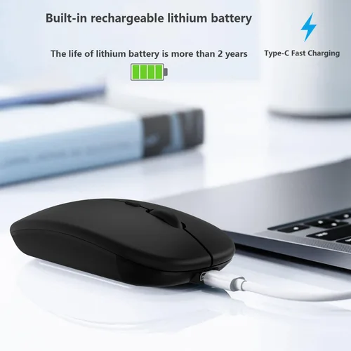 Vista 3 de Ratón inalámbrico Bluetooth para Apple iPad, iPhone, MacBook, Android, Samsung, tableta, teléfono de modo dual recargable 2.4G, ratones portátiles