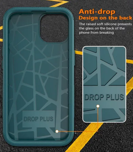 Vista 7 de Diverbox Funda para iPhone 15 [a prueba de golpes] [a prueba de caídas] [protector de pantalla de vidrio templado], funda de protección resistente