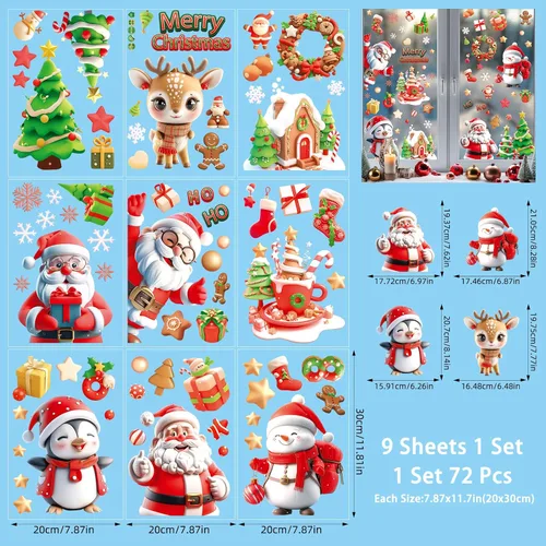 Vista 2 de Adhesivos navideños y calcomanías de Navidad para decoración de ventanas