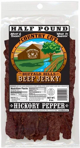 Vista 10 de Buffalo Bills 8oz Barbacoa Country Cut Beef Jerky Pack (carne seca húmeda y tierna)