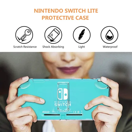 Vista 2 de Switch Accessories Kit 13in 1 for Nintendo Switch Lite with Hard Cover Case, Screen Protector Tempered Glass, Switch Joystick Caps Cleaning Wipe