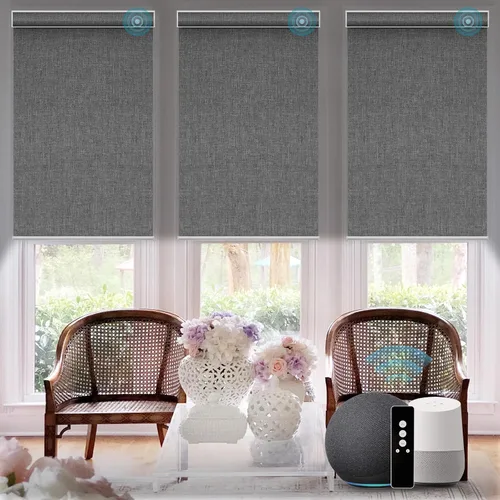 Vista 42 de SmartWings Z-Wave/Zigbee Smart - Persianas enrollables, vinilo beige Persianas motorizadas eléctricas 100% opacas con control remoto, persianas
