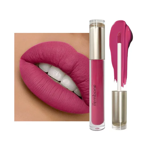 Vista 11 de Lápiz labial líquido rosa polvoriento, mate, de larga duración Whispering Wind