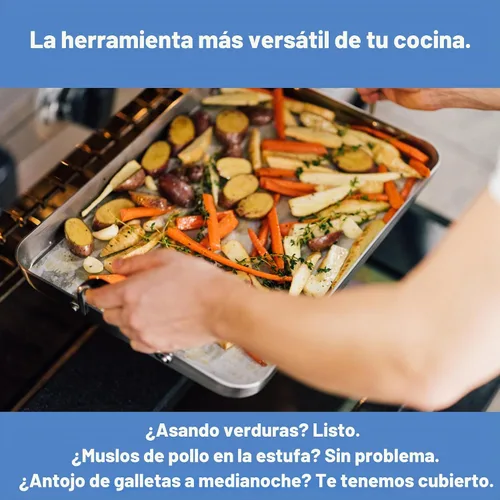 Vista 3 de Misen Asadera de Acero Inoxidable con Manijas - Diseño Versátil de 5 Capas, Manijas de Agarre Fácil, Cocina Multifuncional, Ideal para Hornear