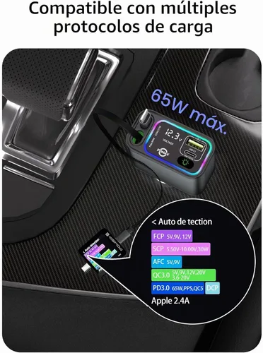 Vista 6 de Cargador de coche retráctil USB C, cargador de coche tipo C de 145 W, carga rápida con cable USB C retráctil dual y puertos USB para iPhone