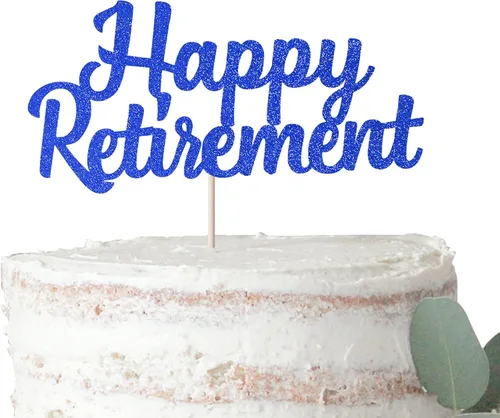 Vista 8 de Rsstarxi 1 paquete de decoración para tartas con purpurina dorada de despedida de Tensión, Hello Pension Cake Pick Happy Retirement Cake Decor