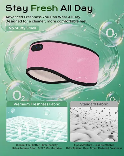 Vista 3 de MUSICOZY Auriculares Bluetooth con diadema de tela modal para dormir y Modal Rosa