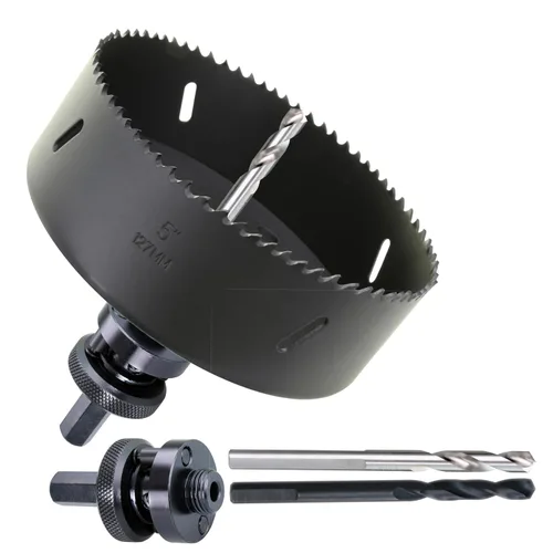 Vista 11 de Sierra perforadora de 4" HSS bimetálica para madera, paneles de yeso, plástico, aluminio, acero suave, hierro, metal, acero inoxidable, sierra