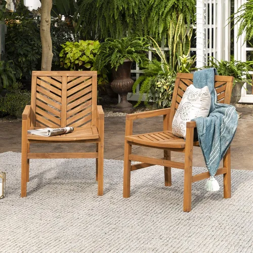 Vista 7 de Walker Edison Furniture Company - Mesa auxiliar rectangular para terraza al aire libre, madera de Chevron para todo tipo de clima, para Marrón