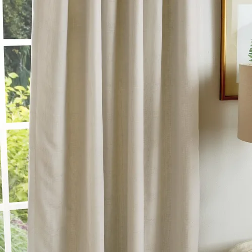 Vista 5 de Martha Stewart Bedford - Par de paneles de cortinas opacas con pestaña trasera, 84 pulgadas, lino