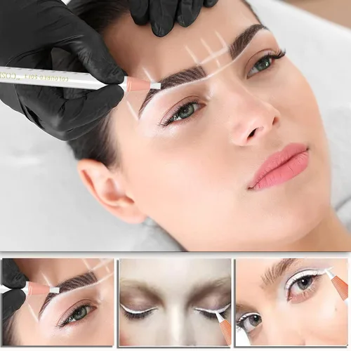 Vista 3 de Juego de lápices de cejas impermeables para marcar, rellenar y contornar, maquillaje de tatuaje y suministros de microblading, delineadores
