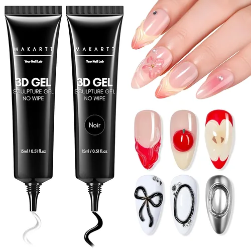 Vista 23 de Makartt Arte de uñas en gel 3D, pegamento de gel para esculpir para dibujar, moldear, escultura, gemas y decoración, esmalte de gel transparente que