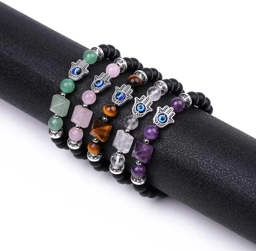 Vista 5 de Pulsera de cuentas elásticas de cristal curativo natural