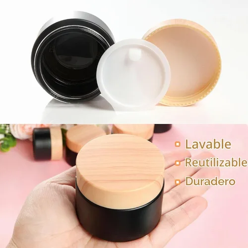 Vista 5 de 6Pcs Glass Lotion Cream Container with Lid for Travel Black 15ml 30ml 50ml Negro