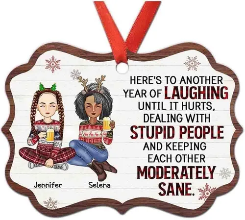 Vista 36 de Adorno personalizado con texto en inglés «Best Friend are Hard to Find Because The Very Best is Already Mine», adorno de Navidad personalizado 2023