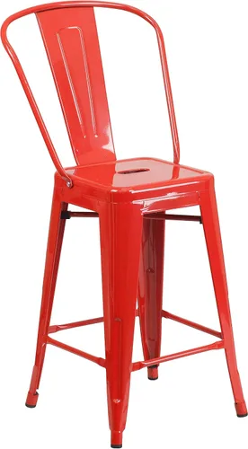 Vista 40 de Taburete de metal de interior y exterior de Flash Furniture, Metal, Plateado
