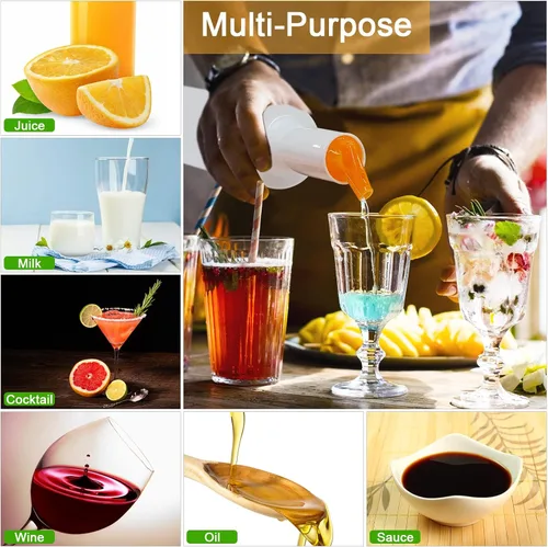 Vista 4 de 4 botellas de jugo y 10 vertedores, suministros de bar, botellas y recipientes de plástico para verter jugos y botellas de plástico para verter