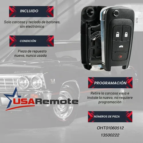 Vista 4 de Carcasa de llavero para entrada sin llave con tapa abatible y almohadilla, se ajusta a Buick, Chevy, GMC G-512-4B-Flip-Case