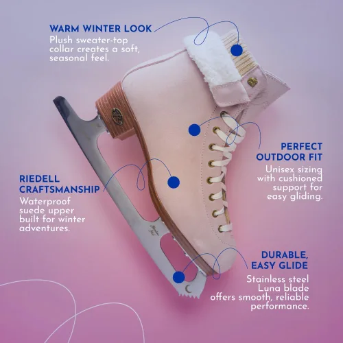 Vista 3 de Riedell Ember Patines de Hielo Recreativos para Mujeres y Hombres - Patines de Figura Cómodos de Cuero de Gamuza con Suelas Exteriores Ligeras