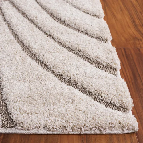 Vista 3 de Safavieh Florida Shag Collection - Alfombra de área de 2 x 3 pies, color crema/beige, diseño geométrico, felpa de 1.2 pulgadas de grosor, ideal