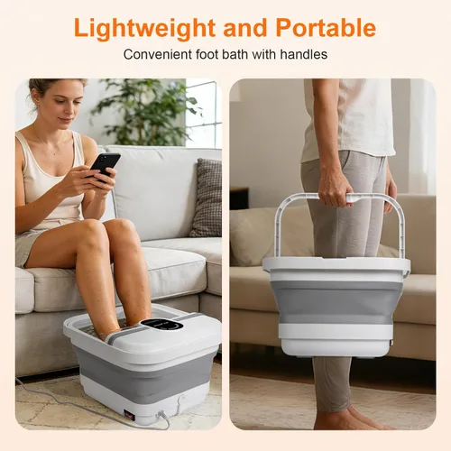 Vista 6 de Masajeador de baño plegable para pies con calor, burbujas A-blanco
