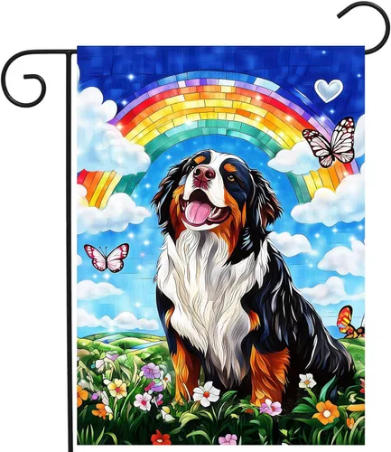 Vista 8 de Bandera floral de jardín Golden Retriever para jardín, banderas de bienvenida para exteriores de 12 x 18 pulgadas, bandera de perro de flores