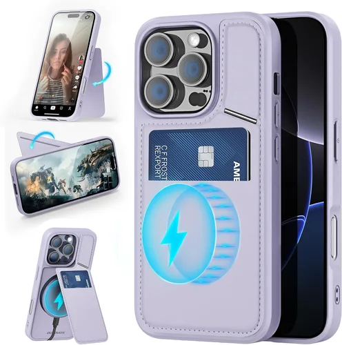 Vista 4 de Funda tipo cartera compatible con iPhone 14 Pro con función atril y tarjetero de crédito compatible con iPhone 14 Pro, cartera 3 en 1, tarjetero