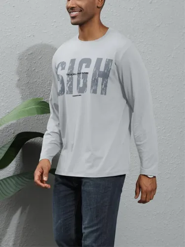 Vista 4 de Men's Fashion Long Sleeve T-Shirts Casual Workout Gym Regular Fit Breathable Jersey Printed Top
