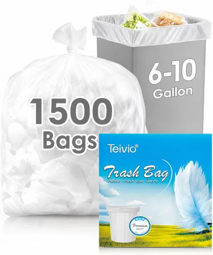 Vista 12 de Teivio - Bolsas de basura medianas de 5 galones, 50 unidades, bolsas de basura para baño, bolsas de plástico para el hogar, oficina, cocina
