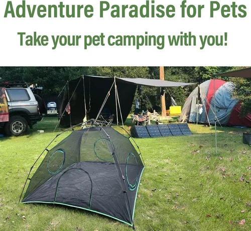 Vista 6 de Pawtenda Recintos para gatos al aire libre, tienda de campaña para gatos con bolsa de almacenamiento, tiendas de campaña verdes para exteriores