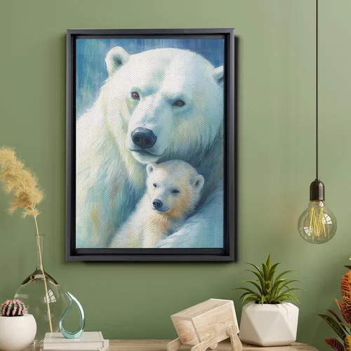 Vista 5 de Fox Mother Cub Print, In The Style Of Stencil-Based, Ivory, Kids Wall Art, Kids Wall Art Display, Mom And Baby Animal Art Print