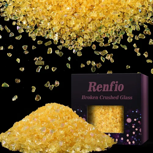 Vista 32 de Renfio Juego de purpurina de vidrio triturado roto de 32 colores, 22.57 onzas, fragmentos de purpurina de 2 a 0.157 in, chips de vidrio metálico