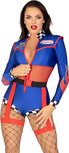 Vista 5 de Leg Avenue Womens 2 PC Cherry Bomb Racer Halloween Costume with Flame Detail