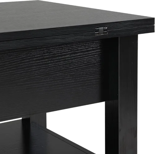 Vista 8 de Mesa auxiliar elevable, mesa auxiliar multifuncional con estantes abiertos, mesa de comedor moderna para sala de estar, oficina en casa (negro #004)