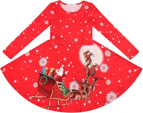 Vista 3 de LaBeca - Vestido sin mangas o de manga larga para niñas vestidos casuales con diseño de unicornio o sirena para niñas pequeñas o grandes