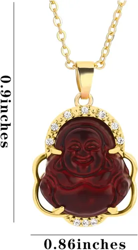 Vista 2 de NEWITIN 5 Pieces Laughing Buddha Necklaces for Women Colorful Crystal Cubic Zirconia Buddha Pendant Necklace Bling Gold Plated Chains Good Luck