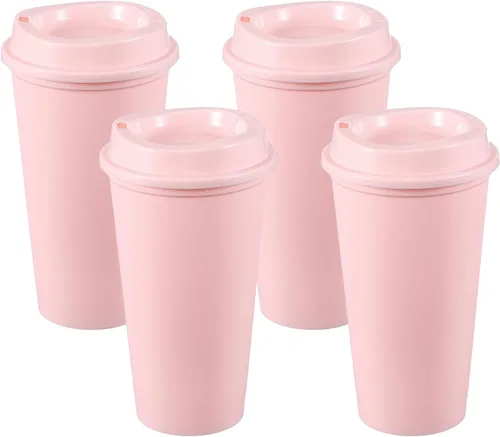 Vista 30 de uxcell 2 tazas reutilizables para café, 16 onzas, café de viaje, color azul Azul claro