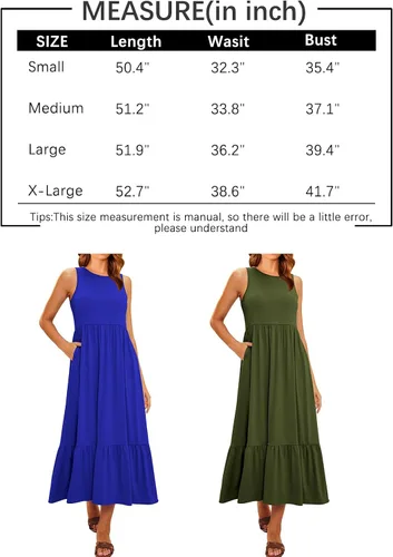 Vista 7 de LILLUSORY Vestidos de verano casuales sin mangas con cuello redondo y bolsillos para mujer