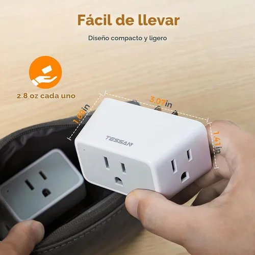 Vista 8 de TESSAN Extensor de toma de pared de enchufe múltiple, 2 paquetes