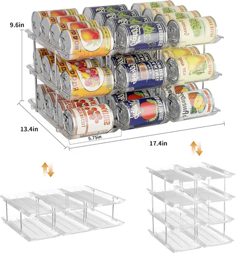 Vista 5 de LXLXXL Organizador de Latas para Despensa de 6 Niveles * 3 Organizador Automático Giratorio Transparente para Alimentos enlatados Organizador