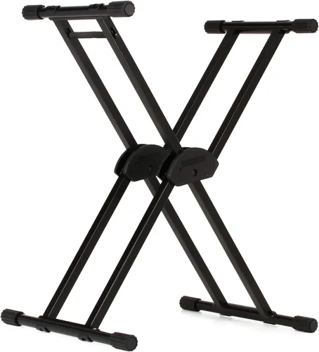 Vista 3 de Roland KS-20X - Soporte resistente estilo X de doble soporte + banco estilo X de tres posiciones KT7800 en el escenario