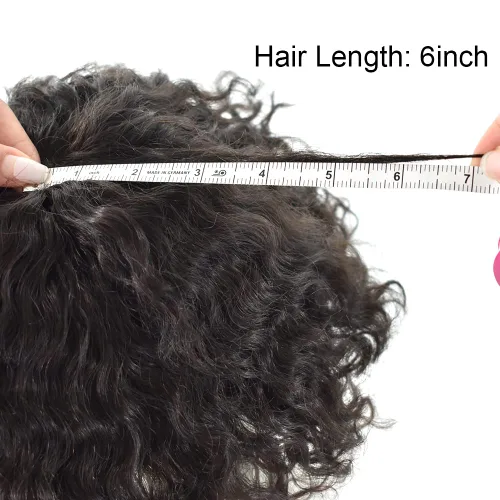 Vista 5 de Afro Toupee Hair Piece para hombres negros Encaje suizo completo Afro Hombres Toupee cabello humano rizado hombres onda unidades de cabello