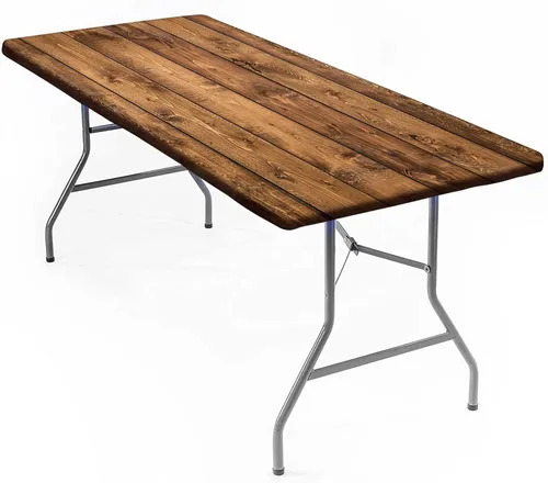 Vista 31 de Mantel rectangular elástico ajustable, con textura de madera de granja, cubierta de mesa de poliéster para mesa de bufé, picnic, cafeterías Mantel