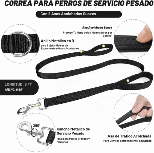 Vista 5 de Juego de chaleco y correa táctico para perro de servicio, arnés resistente con hebillas de metal para perros de tamaño mediano, chaleco ajustable