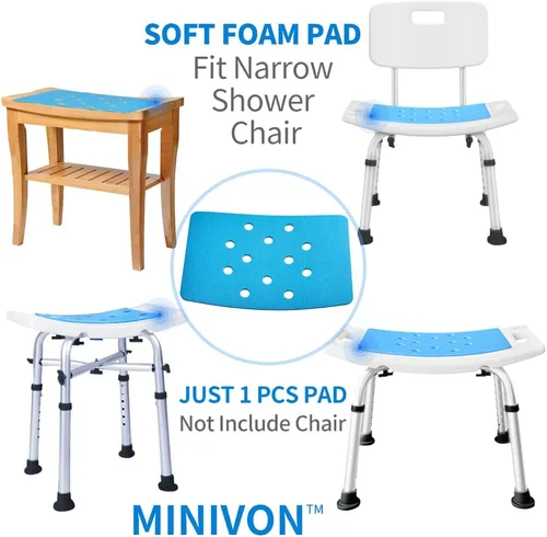Vista 5 de Alfombrilla antideslizante para taburete de ducha, almohadilla para silla de ducha con respaldo adhesivo, cojín impermeable de secado rápido