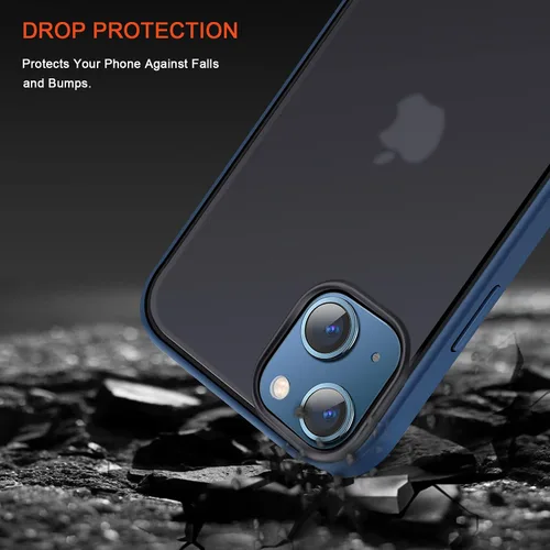 Vista 3 de TENDLIN Funda compatible con iPhone 13 Mini, translúcida mate, parte trasera dura con parachoques de silicona suave, cómoda funda (azul)