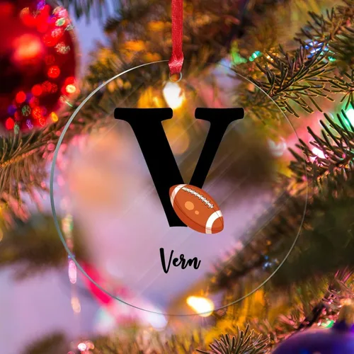 Vista 21 de Adornos colgantes personalizados con monograma inicial de letra A, árbol de Navidad, apellido personalizado, decoración de árbol de Navidad, feliz