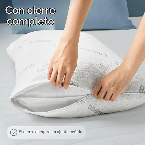 Vista 5 de Protectores de almohada 100% impermeables estándar de 20 x 26 pulgadas, funda de almohada con cremallera, almohadilla silenciosa garantizada, ultra